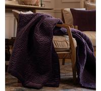 Voyage Maison Haze 100% Cotton Velvet Quilted Throw in Plum | Size: 140 cm x 200 cm Voyage Maison Plum 140 cm x 200 cm