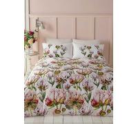 Voyage Maison Heligan Floral 100% Cotton Sateen 220 Thread Count Duvet Cover Set White