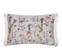 Voyage Maison Hermione Feather Filled Cushion - Fringed Nature Inspired Bee Floral Watercolour British Design (Linen - 40x60cm)