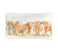Voyage Maison Highland Cattle Outdoor Polyester Filled Cushion - Garden Patio Country Water Resistant Decorative Pillow (Russet - 30 x 50cm)