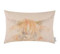Voyage Maison Highland Coo Feather Filled Cushion - Hand-Painted Watercolour Linen Blend (Multicolour - 40x60cm)