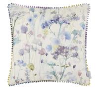 Voyage Maison Ilinzas Feather Filled Cushion - Watercolour Meadow Floral Tie-Dye Trim Cotton Country Décor (Violet - 50x50cm)