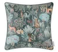 Voyage Maison Jungle Serene Feather Filled Cushion - Exotic Watercolour Jungle Printed Cotton Piped Trim Botanical Decor (Ocean - 50x50cm)