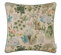 Voyage Maison Jungle Serene Feather Filled Cushion - Tropical Watercolour Printed Cotton Piped Trim Wild Forest Decor (Multicolour - 50x50cm)