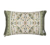 Voyage Maison Kari Feather Filled Cushion - Boho Country Rustic Floral Cotton Blend Decor (Sage - 40x60cm)