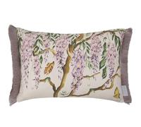 Voyage Maison Mariposa Feather Filled Cushion - Fringed Wisteria Floral Cotton Blend Velvet Spring Summer (Cream - 40x60cm)