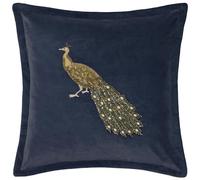 Voyage Maison Mayura Embroidered Peacock Cushion - Midnight - 55cm x 55cm