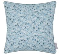 Voyage Maison Melia Feather Filled Cushion - Coastal Watercolour Blue Cotton Suede Piped Trim Decor (Glacier - 43x43cm)