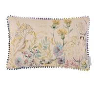 Voyage Maison Morning Chorus Feather Filled Cushion - Hand-Painted Birds Piped Linen Blend Floral Luxury Home Decor (Multicolour - 40x60cm)