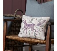 Voyage Maison Nishiki Feather Filled Cushion - Piped Watercolour Floral Fox Decorative Pillow (Violet - 25x35cm)