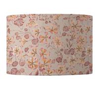 Voyage Maison Philipa Eva Lamp Shade (Orange - 29x52x52cm) | Painterly Birds And Florals Gilded Lace Detail Romantic Garden Palette Woven Texture Hand Rolled Edges