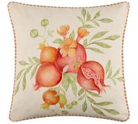 Voyage Maison Pomegranate Grove Outdoor Cushion - Water-Resistant UV-Protected Fruit Watercolour with Striped Reverse (Red - 43x43cm)