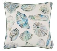 Voyage Maison Rock Pool Feather Filled Cushion - Coastal Shell Watercolour Printed Cotton Piped Linen Touch Décor (Marine - 50x50cm)