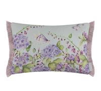 Voyage Maison Seraphina Feather Filled Cushion - Watercolour Floral Insect Cotton Blend Country Bold Florals (Duck Egg - 40x60cm)