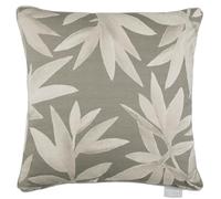 Voyage Maison Silverwood Feather Filled Cushion - Watercolour Bold Leaf Piped Decorative Pillow (Frost - 50x50cm)