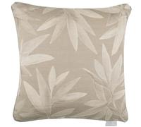 Voyage Maison Silverwood Feather Filled Cushion - Watercolour Bold Leaf Piped Decorative Pillow (Snow - 50x50cm)