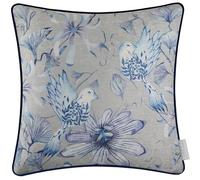 Voyage Maison Sybil Feather Filled Cushion - Botanical Watercolour Floral Bird Luxury Décor (Blue - 50x50cm)