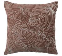 Voyage Maison Taro Feather Filled Cushion - Luxury Embroidered Leaf Velvet Decorative Pillow (Persimmon - 50x50cm)