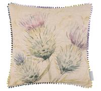 Voyage Maison Thistle Feather Filled Cushion - Scottish Floral Linen Watercolour Nature Inspired (Natural - 43x43cm)