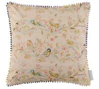 Voyage Maison Tweet Feather Filled Cushion - Hand-Painted Garden Birds Linen Blend British Countryside (Multicolour - 50x50cm)