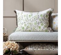 Voyage Maison Voyage Elai Printed Ruche Fringe Feather Filled Cushion, Sage, 40 X 60Cm