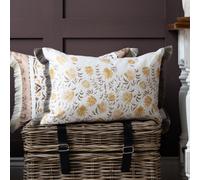 Voyage Maison Voyage Elai Printed Ruche Fringe Feather Filled Cushion, Stone, 40 X 60Cm