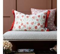 Voyage Maison Voyage Elai Printed Ruche Fringe Feather Filled Cushion, Terracotta, 40 X 60Cm