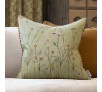 Voyage Maison Voyage Ellaphie Printed Feather Filled Cushion, Sage, 50 X 50Cm