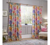 Voyage Maison Voyage Idalia Fully Lined 100% Cotton Printed Pencil Pleat Curtain Pair, Fuchsia, (W) 168 X (D) 137Cm
