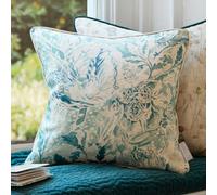 Voyage Maison Voyage Rothesay Printed Piped Feather Filled Cushion, Duck Egg, 43 X 43Cm