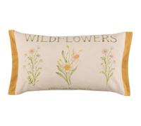 Voyage Maison Wildflowers Outdoor Cushion - Water-Resistant UV-Protected Floral Watercolour with Gingham Reverse (Marigold - 30x50cm)