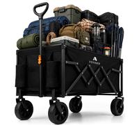 Voyager Lightweight Camping Wagon 120L, 100kg Folding Utility Trolley with All-Terrain Wheels, Compact Collapsible Cart for Festival Shopping, Picnic, Garden, Fishing, Beach & Camping (43x66x44cm)