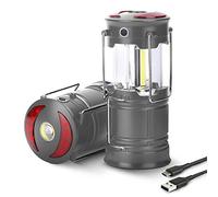 Voyager 6 in 1 Rechargeable Camping Lantern 2 Pack, Compact Camping Lights for Tents with Torch, Strobe, SOS Red Light, Emergency Light & Strong Hook with Magnetic Base Camping Lamp