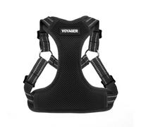 Voyager Adjustable Dog Harness with Reflective Stripes by Best Pet Supplies, Heavy-Duty Full Body No Pull Vest with Leash D-Ring, Breathable, Black, size XL