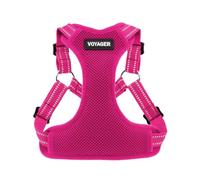 Voyager Adjustable Dog Harness with Reflective Stripes by Best Pet Supplies, Heavy-Duty Full Body No Pull Vest with Leash D-Ring, Breathable, Fuchsia, size XL