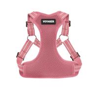 Voyager by Best Pet Supplies - Fully Adjustable Step-in Mesh Harness with Reflective 3M Piping - Pink (Matching Trim), Large