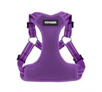 Voyager by Best Pet Supplies - Fully Adjustable Step-in Mesh Harness with Reflective 3M Piping - Purple (Matching Trim), Small