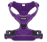 Voyager Dog Harness Dual Leash Attachment No-Pull Control Adjustable Soft but Strong Pet Harness for Medium and Large Dogs with 3M Reflective Technology - Purple Lattice, M (Chest: 20 - 25")