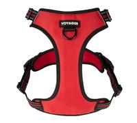 Voyager Dog Harness Dual Leash Attachment No-Pull Control Adjustable Soft but Strong Pet Harness for Medium and Large Dogs with 3M Reflective Technology - Red Lattice, M (Chest: 20 - 25")