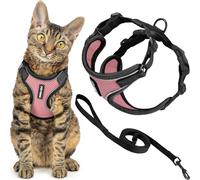 Voyager Escape Proof Cat Harness and Leash Set with Reflective Stitching, Neoprene Handle 5ft - Supports Small, Medium and Large Cats, Kittens for Walking by Best Pet Supplies - Black Trim-Pink, S
