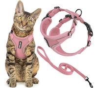 Voyager Escape Proof Cat Harness and Leash Set with Reflective Stitching, Neoprene Handle 5ft - Supports Small, Medium and Large Cats, Kittens for Walking by Best Pet Supplies - Pink, XXXS