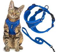 Voyager Escape Proof Cat Harness and Leash Set with Reflective Stitching, Neoprene Handle 5ft - Supports Small, Medium and Large Cats, Kittens for Walking by Best Pet Supplies - Royal Blue, S