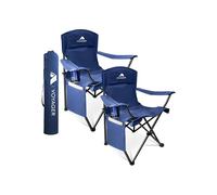 Voyager Folding Camping Chair 2-Pack, Lightweight with Pocket and Drinks Holder, Navy Blue