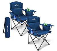 Voyager Folding Camping Chairs 2 Pack with Cooler Bag, Lightweight Q195 Steel Frame, 600D Oxford Fabric, Portable & Comfortable - Navy