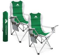 Voyager Green Padded Camping Chair 2-Pack Waterproof, Folding, Cup Holder, Side Pockets