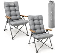 Voyager Grey Luxury Camping Chair 150Kg Load Capacity, Portable And Comfortable, 2 Pack