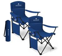 Voyager Pouch Folding Camping Chair 2-Pack, Lightweight With Pocket And Drinks Holder - Blue