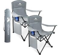 Voyager Pouch Folding Camping Chair 2-Pack, Lightweight With Pocket And Drinks Holder - Dark Grey