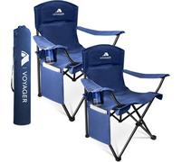 Voyager Pouch Folding Camping Chair 2-Pack, Lightweight With Pocket And Drinks Holder - Navy