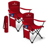 Voyager Pouch Folding Camping Chair 2-Pack, Lightweight With Pocket And Drinks Holder - Red